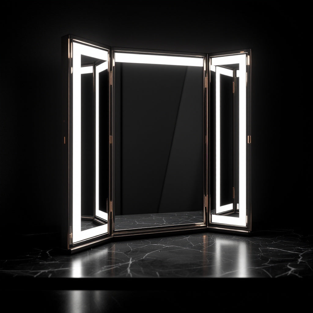 Trifold LED Vanity Mirror — Shadow-Free Lighting from 3 Angles