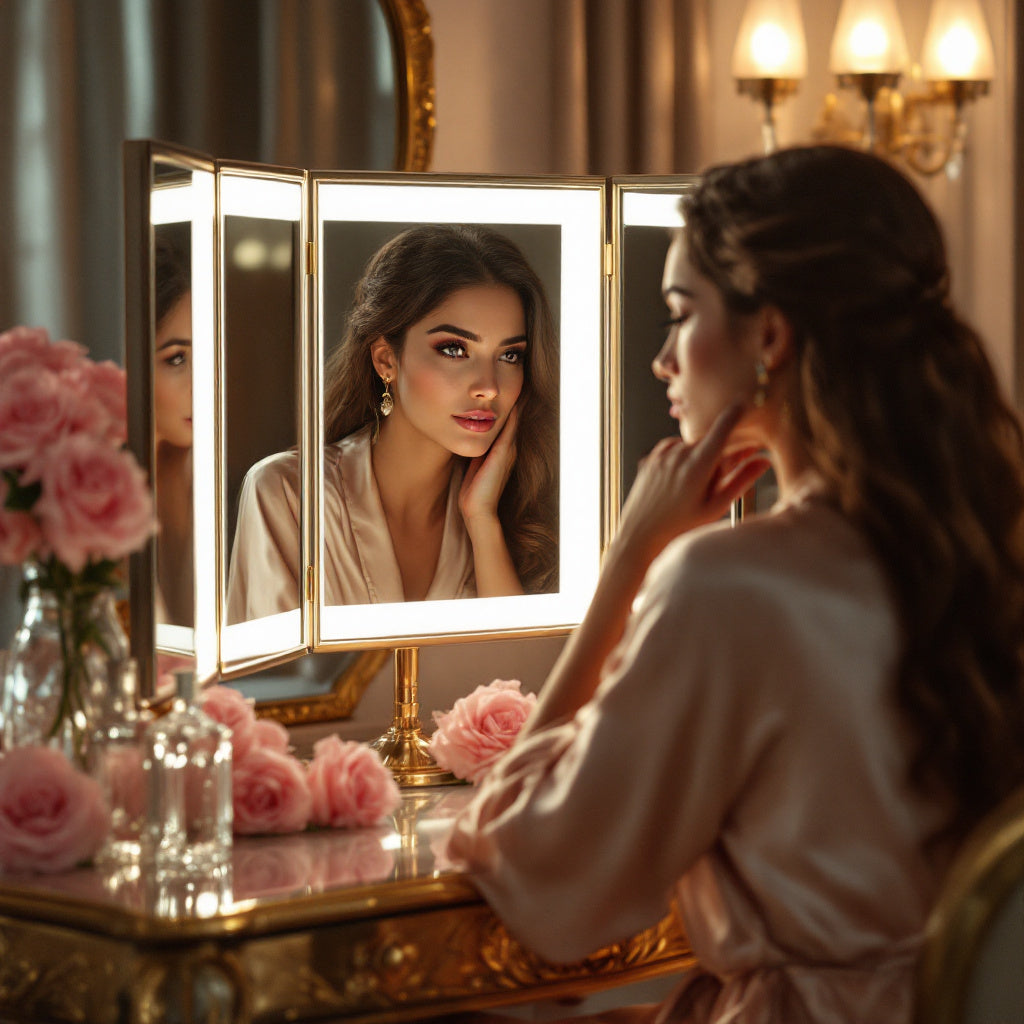 Trifold LED Vanity Mirror — Shadow-Free Lighting from 3 Angles