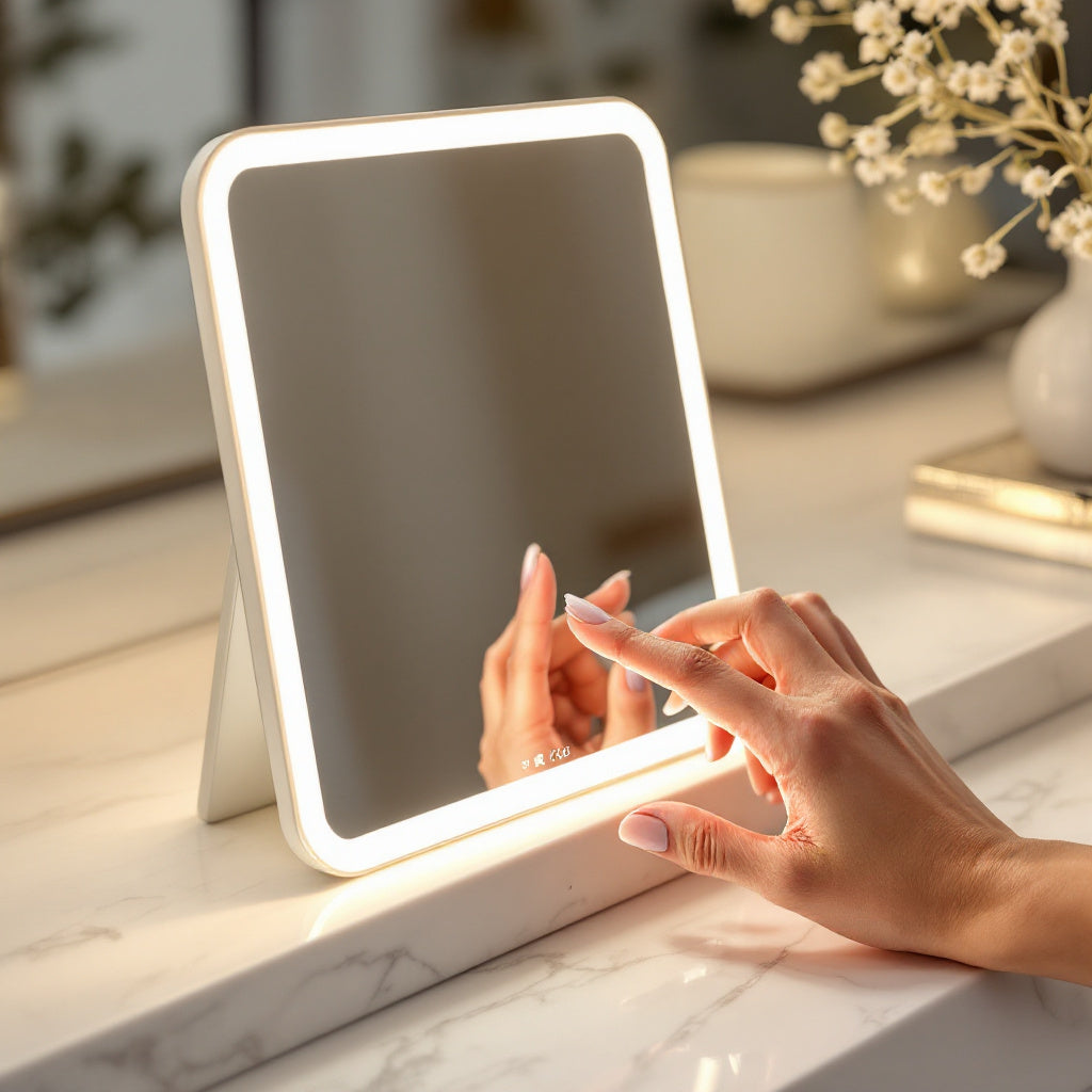 Smart Touch LED Makeup Mirror – Dimmable & Rechargeable