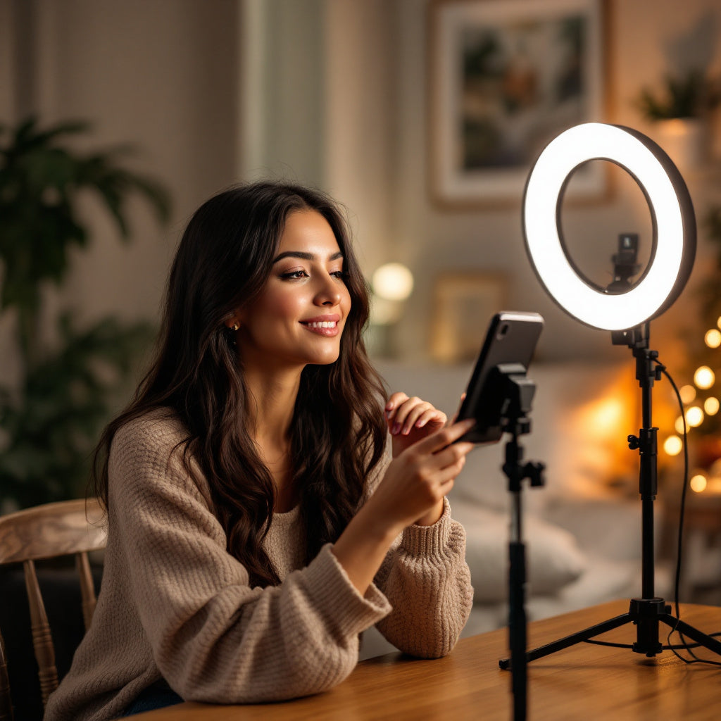 10" LED Ring Light with Phone Holder & Adjustable Stand