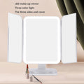 Trifold LED Vanity Mirror – 3 Light Settings, 180° Adjustable Panels