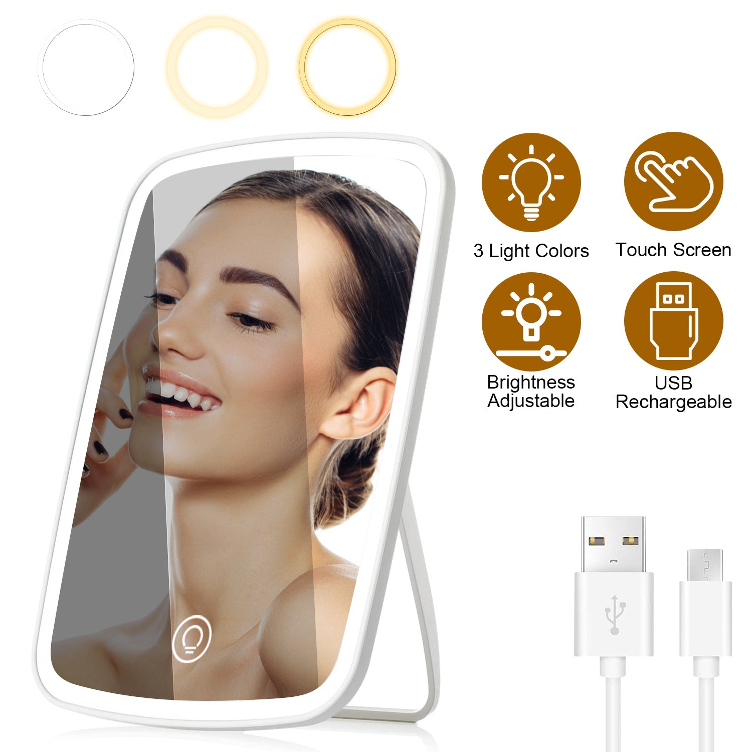 Illuminated Dual Magnifying Mirror – 1x/10x, USB-C Rechargeable