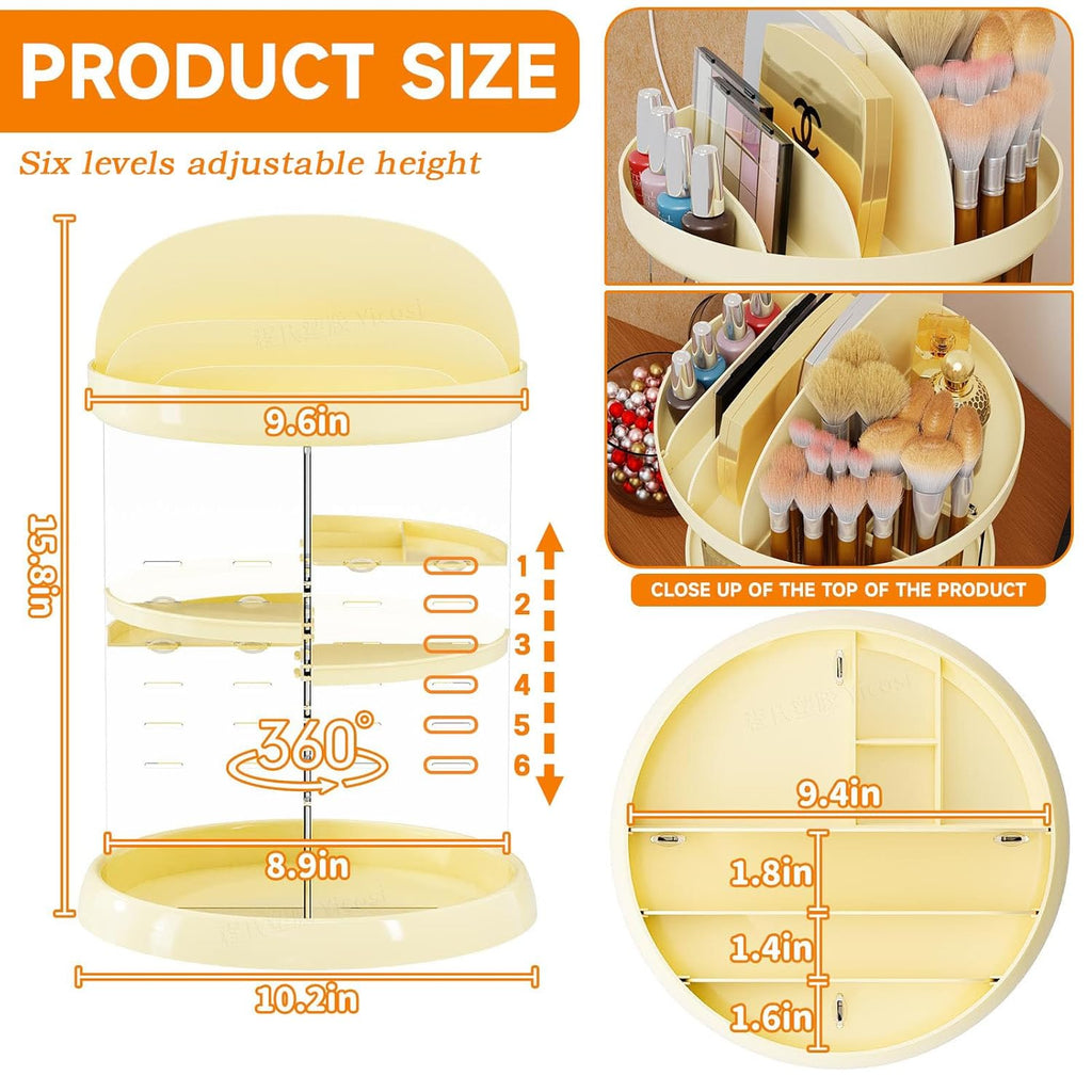360° Rotating Acrylic Vanity Organizer – Spinning Makeup & Skincare Storage