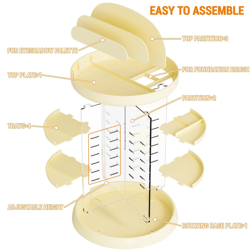 360° Rotating Acrylic Vanity Organizer – Spinning Makeup & Skincare Storage