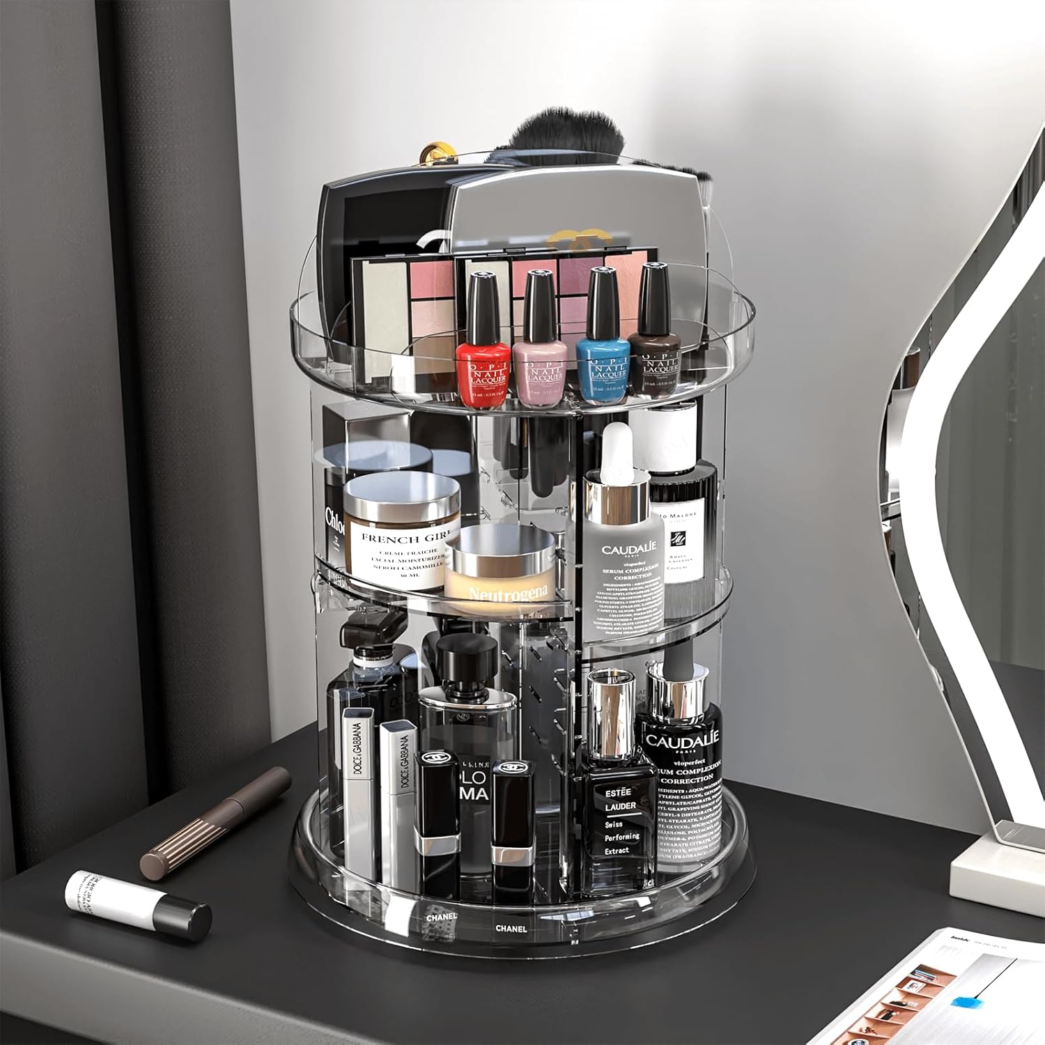 360° Rotating Acrylic Vanity Organizer – Spinning Makeup & Skincare Storage