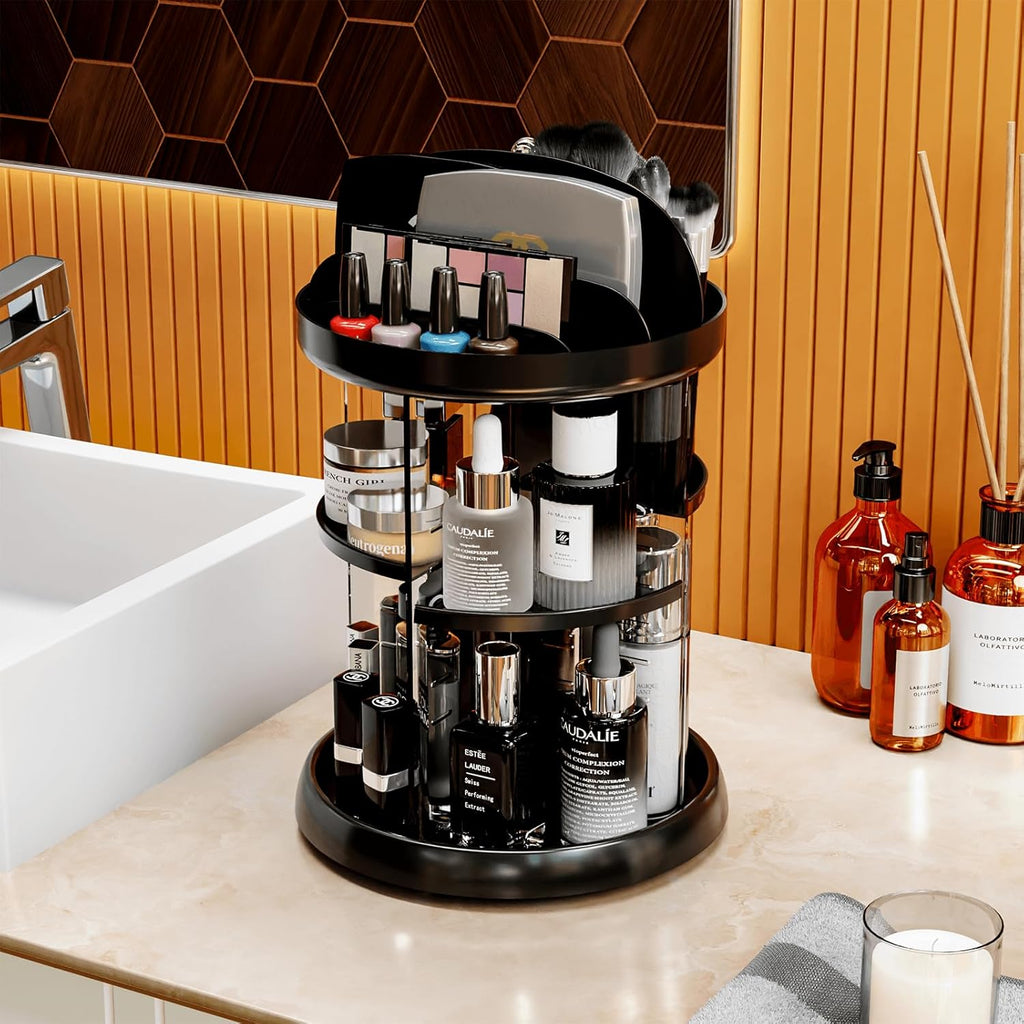 360° Rotating Acrylic Vanity Organizer – Spinning Makeup & Skincare Storage
