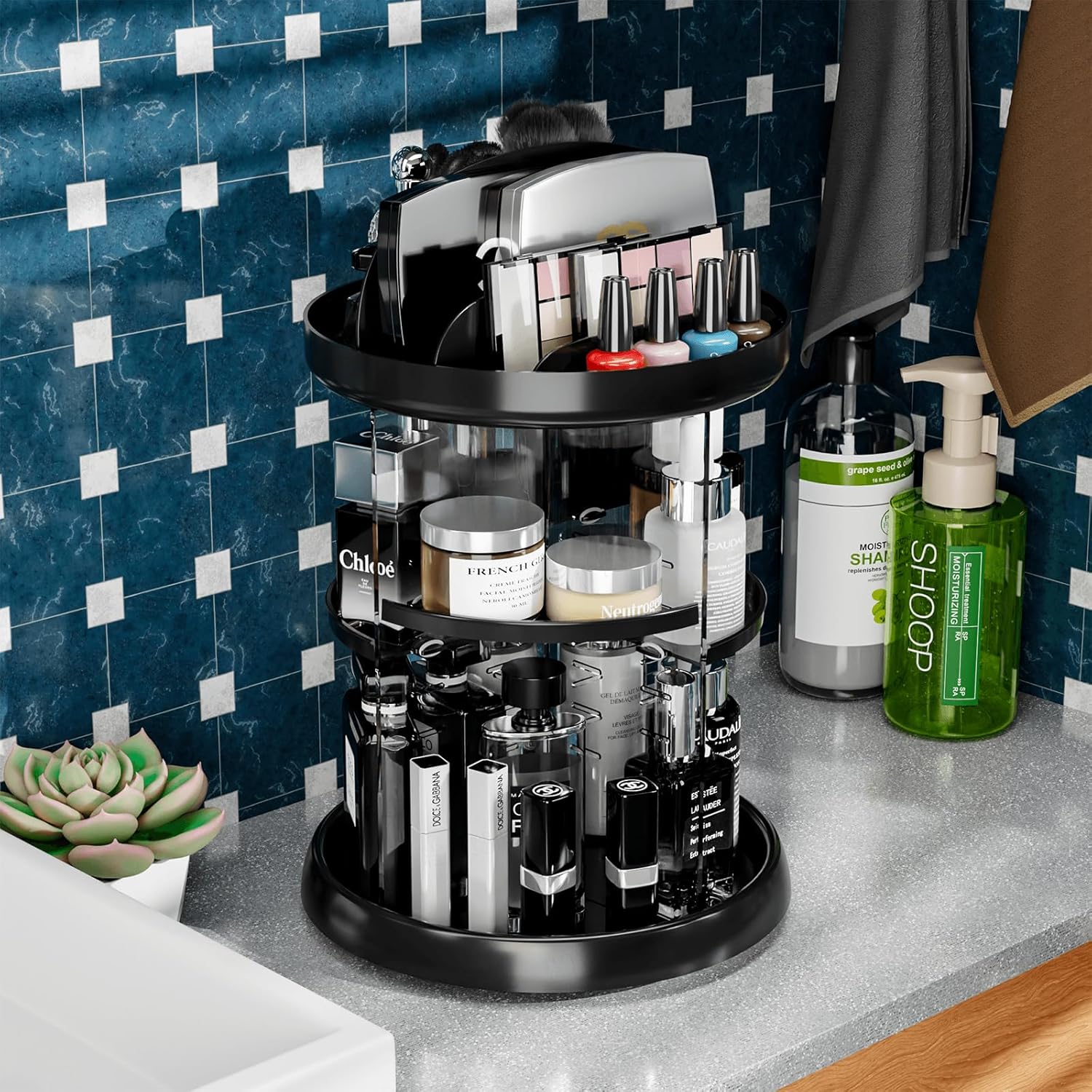 360° Rotating Acrylic Vanity Organizer – Spinning Makeup & Skincare Storage